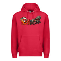 Cardinal santa riding his sleigh with gifts Premium Hoodie - CowGirlArtShop