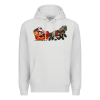 Dove Grey santa riding his sleigh with gifts Premium Hoodie - CowGirlArtShop