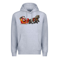 Heather Grey santa riding his sleigh with gifts Premium Hoodie - CowGirlArtShop
