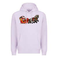 Lilac santa riding his sleigh with gifts Premium Hoodie - CowGirlArtShop