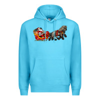 Ocean Blue santa riding his sleigh with gifts Premium Hoodie - CowGirlArtShop