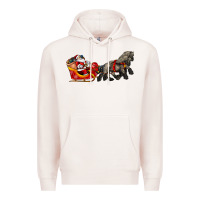 Pale Pink santa riding his sleigh with gifts Premium Hoodie - CowGirlArtShop