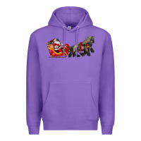 Purple santa riding his sleigh with gifts Premium Hoodie - CowGirlArtShop