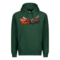Sports Green santa riding his sleigh with gifts Premium Hoodie - CowGirlArtShop