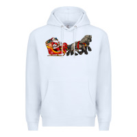 White santa riding his sleigh with gifts Premium Hoodie - CowGirlArtShop