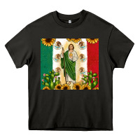 Asphalt San Judas with Mexican Flag Heavy Core Tee - JahusDesignShop