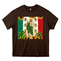 San Judas With Mexican Flag Heavy Core Tee | Teevron