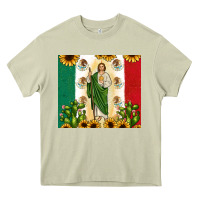 Mossy San Judas with Mexican Flag Heavy Core Tee - JahusDesignShop