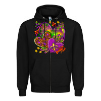 Black Mardi Gras hearts Zipper Hoodie - NancyCooperArtShop