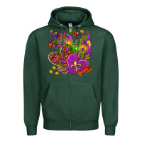 Sports Green Mardi Gras hearts Zipper Hoodie - NancyCooperArtShop