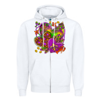 White Mardi Gras hearts Zipper Hoodie - NancyCooperArtShop
