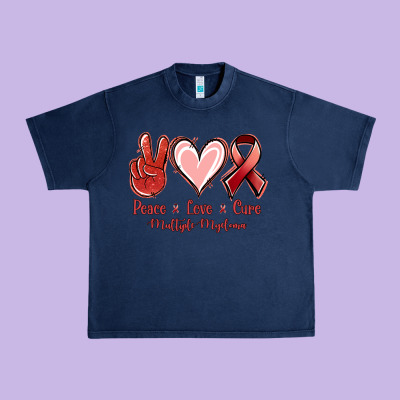 Peace Love Cure Multiple Myeloma Urban Heavy Tee Designed By Nancycooperartshop