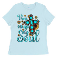 Baby Blue then sings my soul cross Ladies Tee - JahusDesignShop