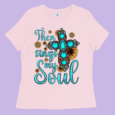 Then Sings My Soul Cross Ladies Tee Designed By Jahusdesignshop