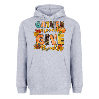 Heather Grey gather around and give thanks Heavyweight Hoodie - CowGirlArtShop