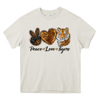 Cream peace love tigers head Heavy Core Tee - JahusDesignShop