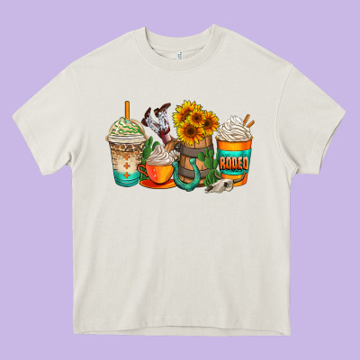 Rodeo Coffee Cups Heavy Core Tee Designed By Adodesignshop