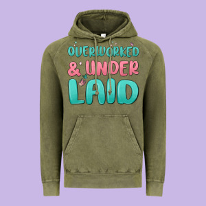 Overworked Underlaid Vintage Hoodie Designed By Maliassmallbusiness