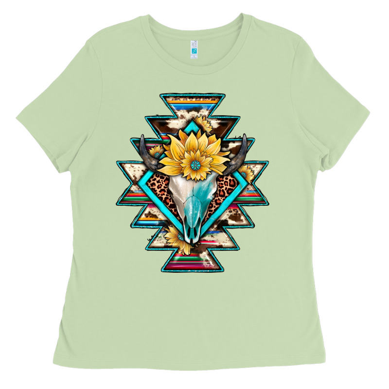 Cowhide Leopard Bull Skull Aztec Ladies Tee by JahusDesignShop | Teevron