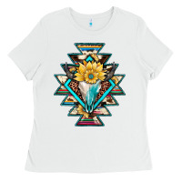 White cowhide leopard bull skull aztec Ladies Tee - JahusDesignShop