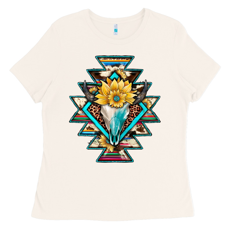 Cowhide Leopard Bull Skull Aztec Ladies Tee by JahusDesignShop | Teevron