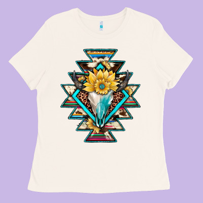 Cowhide Leopard Bull Skull Aztec Ladies Tee Designed By Jahusdesignshop