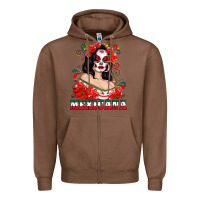 Chestnut Mexicana with Skull Girl Zipper Hoodie - texasbilliewilder