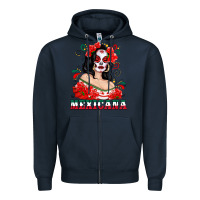Navy Mexicana with Skull Girl Zipper Hoodie - texasbilliewilder
