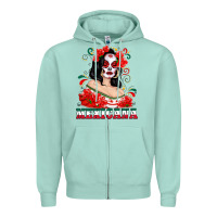 Seafoam Mexicana with Skull Girl Zipper Hoodie - texasbilliewilder