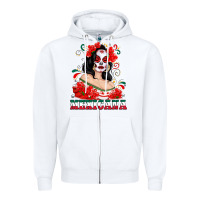 White Mexicana with Skull Girl Zipper Hoodie - texasbilliewilder