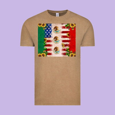 American Flag Mexico Flag Sunflower Cactus Vintage Tee Designed By Jahusdesignshop