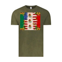 Vintage Olive American flag mexico flag sunflower cactus Vintage Tee - JahusDesignShop