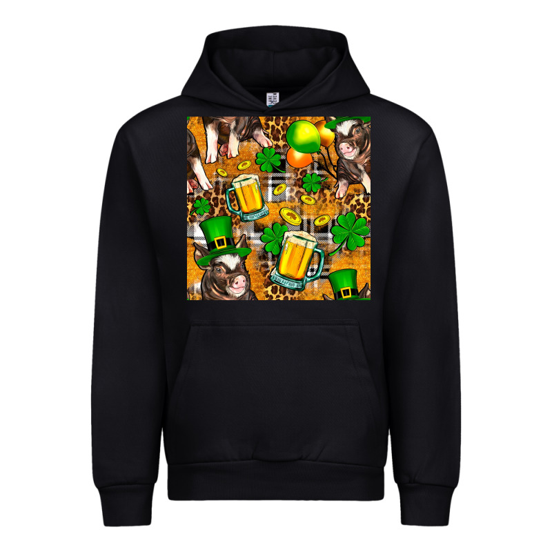 St. Patrick's Day Pig With Beer And Shamrock Seamless Urban Hoodie by FaDigitalArtStudio | Teevron