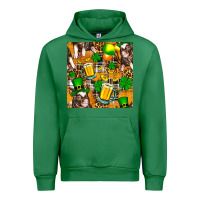 Emerald St. Patrick's Day Pig With Beer And Shamrock Seamless Urban Hoodie - FaDigitalArtStudio