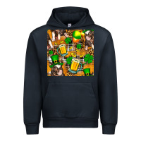 Navy St. Patrick's Day Pig With Beer And Shamrock Seamless Urban Hoodie - FaDigitalArtStudio