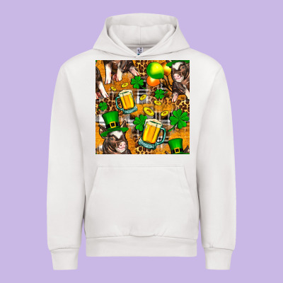 St. Patrick's Day Pig With Beer And Shamrock Seamless Urban Hoodie Designed By Fadigitalartstudio