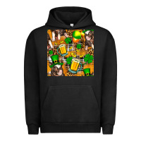 Pigment Black St. Patrick's Day Pig With Beer And Shamrock Seamless Urban Hoodie - FaDigitalArtStudio