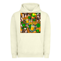 Pigment Pistachio St. Patrick's Day Pig With Beer And Shamrock Seamless Urban Hoodie - FaDigitalArtStudio