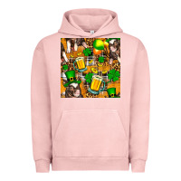 Pigment Salmon St. Patrick's Day Pig With Beer And Shamrock Seamless Urban Hoodie - FaDigitalArtStudio
