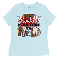 Baby Blue my heart is on that field baseball Ladies Tee - RanaPortraitStore