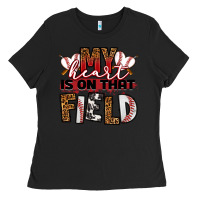 Black my heart is on that field baseball Ladies Tee - RanaPortraitStore