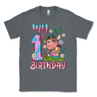 Charcoal Heather my 1 st birthday with little cute cow Classic Tee - NancyCooperArtShop