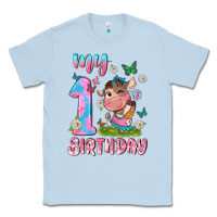 Dusty Blue my 1 st birthday with little cute cow Classic Tee - NancyCooperArtShop