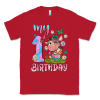 Red my 1 st birthday with little cute cow Classic Tee - NancyCooperArtShop