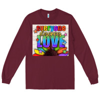 Burgundy Everyone Deserves Love Pride LGBTQ+ Tumbler Long Sleeve Tee - BundleAndBundleShop