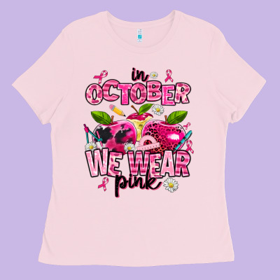In October We Wear Pink Teachers Ladies Tee Designed By Adodesignshop
