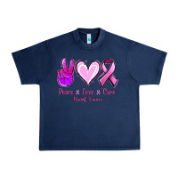 Navy Peace love cure Breast Cancer Urban Heavy Tee - NancyCooperArtShop