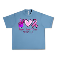 Pebble Blue Peace love cure Breast Cancer Urban Heavy Tee - NancyCooperArtShop