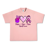 Salmon Peace love cure Breast Cancer Urban Heavy Tee - NancyCooperArtShop