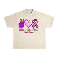 Sandshell Peace love cure Breast Cancer Urban Heavy Tee - NancyCooperArtShop